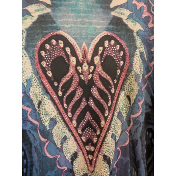 Cover Charge Blingy Heart Geometric flowy boho top Size Medium - Picture 2 of 9